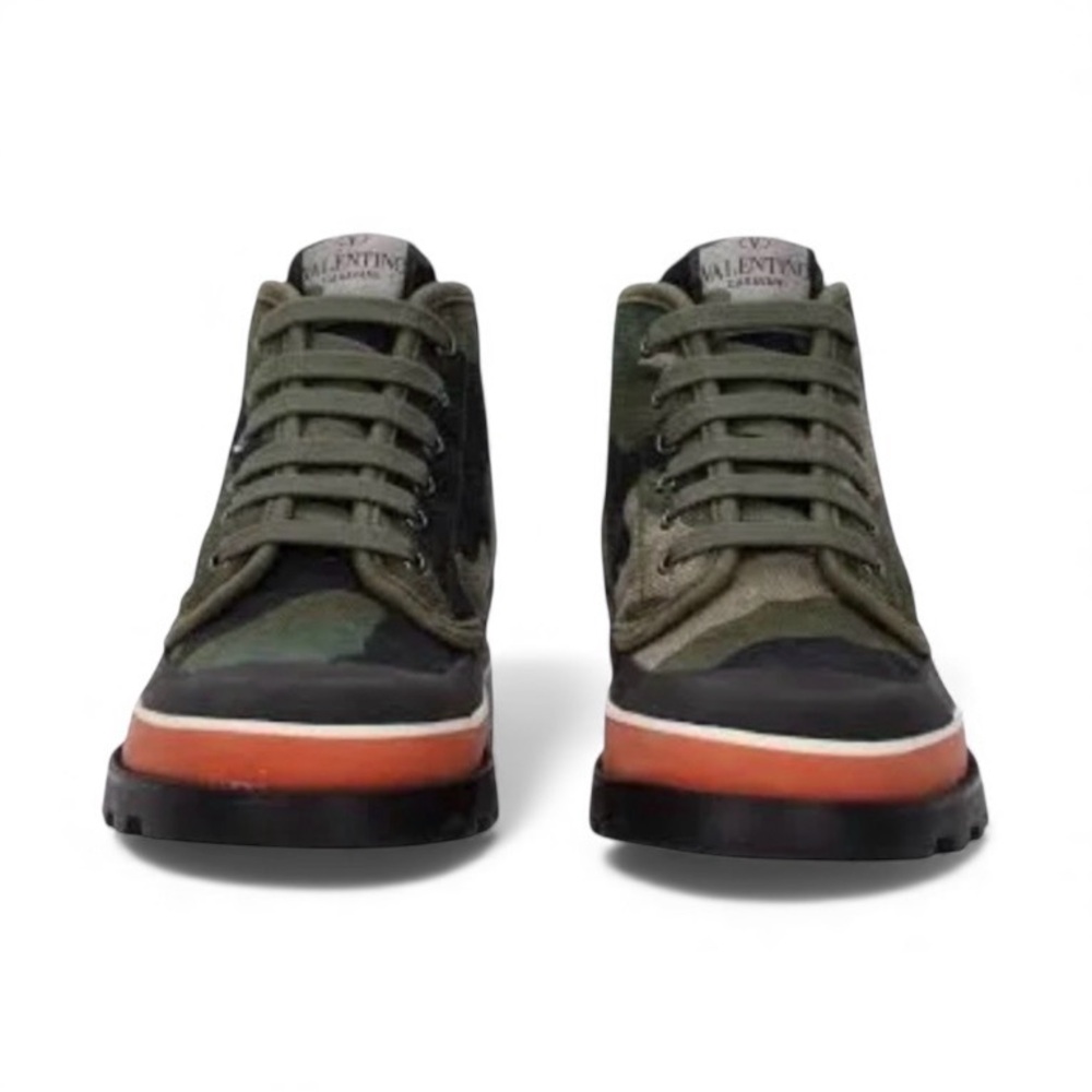 EUC/LIKE NEW Valentino Garavani Green Camouflage Canvas High-Top Boots- Size 37